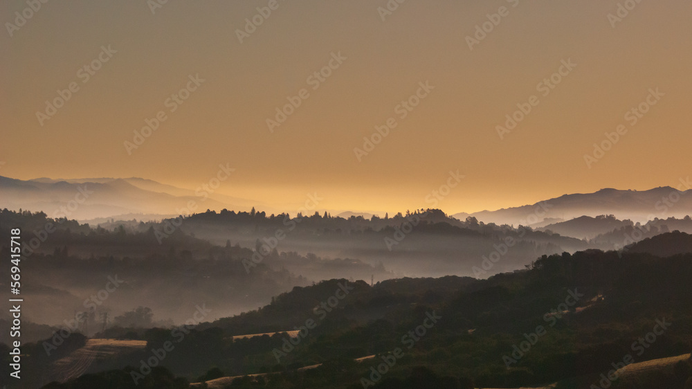 sunrise in the Oakland hills 