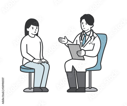 診察する医師と患者の女性