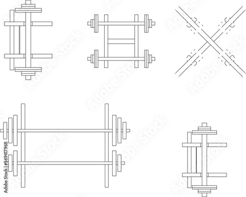 Vector illustration sketch of weightlifting gym equipment for fitness