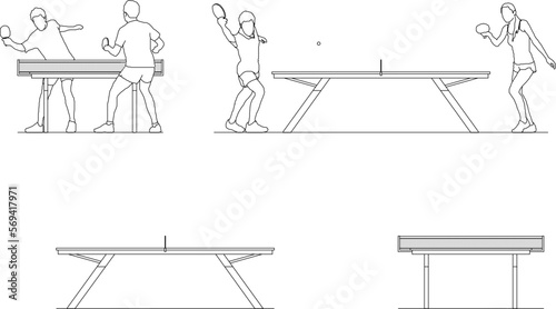 Vector sketch illustration of a table tennis athlete