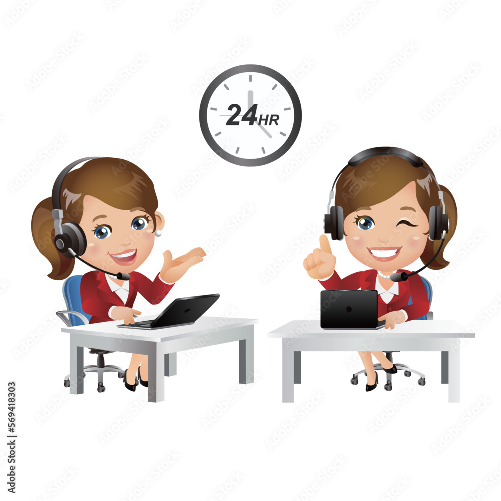 People Set - Business - Women. Customer support with headphones-3 People Set - Business - Women. Customer support with headphones-3