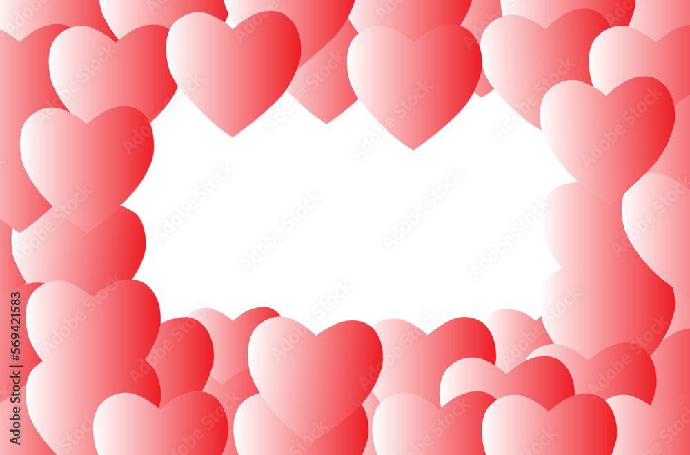 frame red heart and transparent background with PNG file, Love, card, wedding and valentine concept
