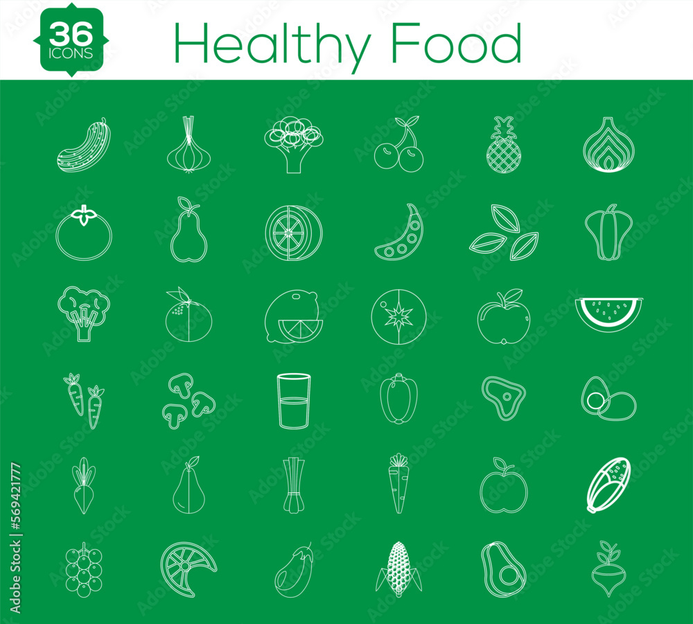 healthy food icon set design healthy food icon set design