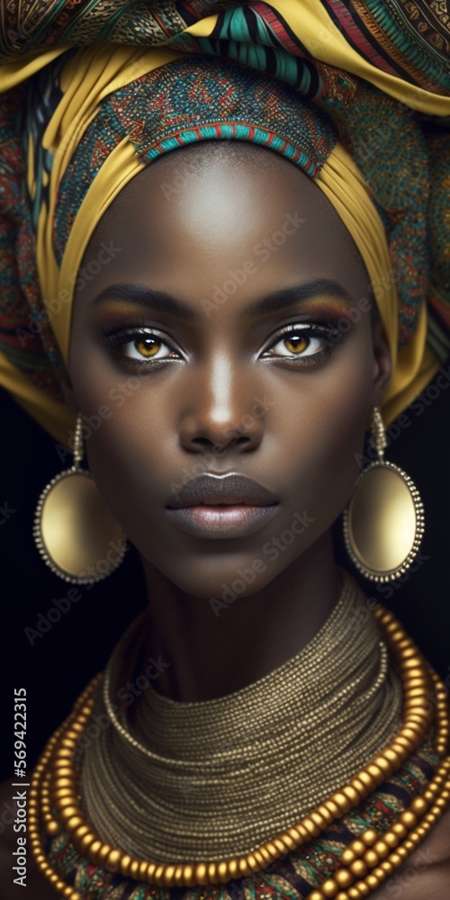 Hübsche junge Afroamerikanerin, Model Frau im Portrait, ai generativ ...