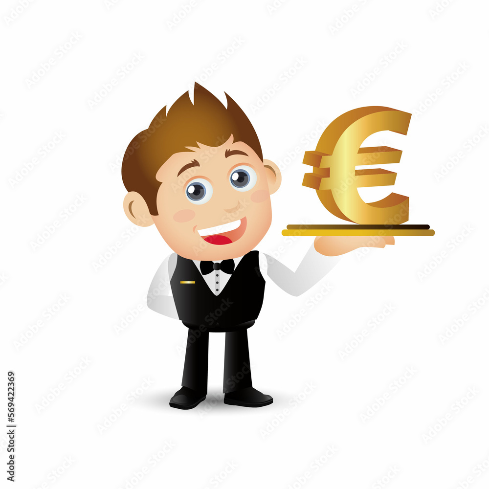 People Set - Business - Waiter serving something. Euro People Set - Business - Waiter serving something. Euro
