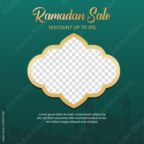 Ramadan sale label badge banner design background 10% off