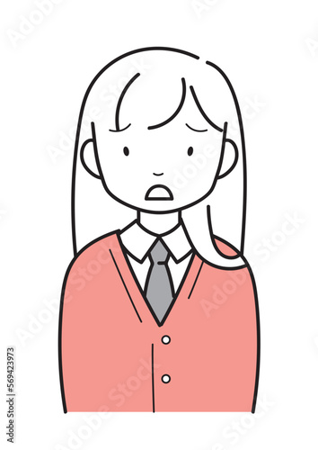 怒る・困る・ナーバスな女子生徒　上半身