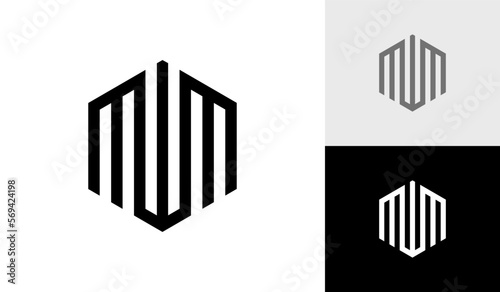 Letter MWM initial hexagon monogram logo design vector photo