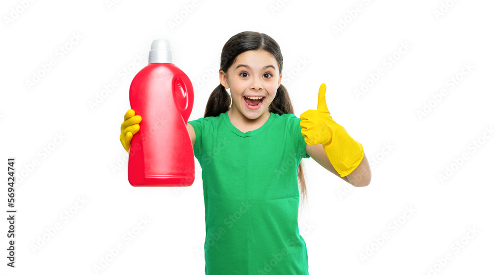 photo of girl cleaner with detergent, presenting product. girl cleaner with detergent photo of girl cleaner with detergent, presenting product. girl cleaner with detergent