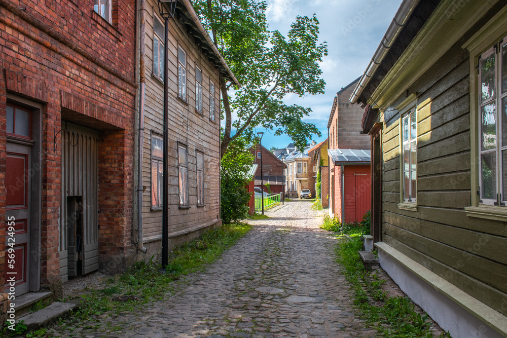Quiet streets of Viljandi, a town in Estonia