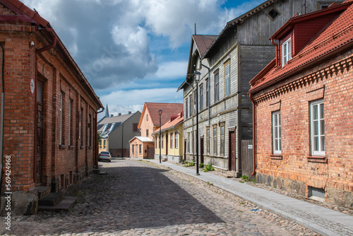 Old fashioned buildings on the streets of Viljandi in Estonia