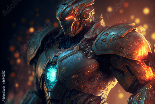 3D Rendered Futuristic Cyberpunk Robot Jaeger 4