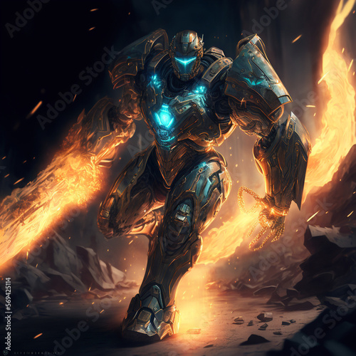 3D Rendered Futuristic Cyberpunk Robot Jaeger 3