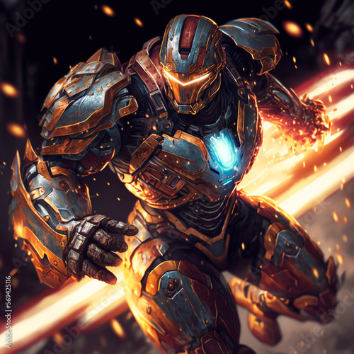 3D Rendered Futuristic Cyberpunk Robot Jaeger 2