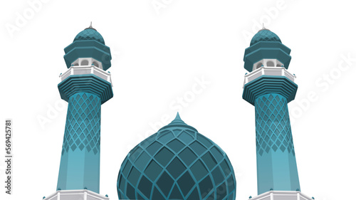 illustration of a bluish-green color mosque