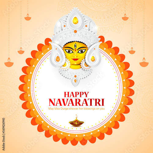 Vector illustration of Happy Navratri wishes greeting card