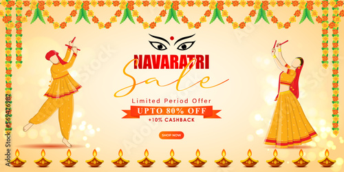 Vector illustration of Happy Navratri Sale banner template photo