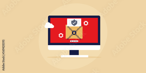 Cyber scam anonymous hacking concept, protecting online personal and financial data document from unauthorized access web banner template.