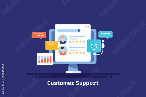 Automate customer support concept, chatbot answering users query, business service technology web banner template.