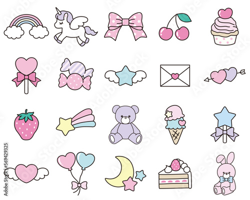 ゆめかわ　アイコン　イラスト　セット