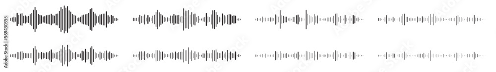 Black sound waves. Soundwave line in vector style