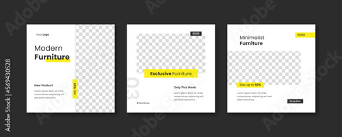 Modern minimal furniture social media post design template