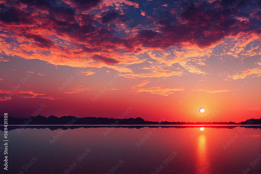 Wallpaper background of a beautiful sunset sunrise. Generative ai