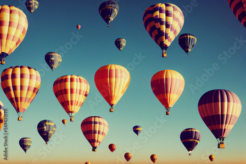 Wallpaper background of hot air balloons in the sky. Generative ai