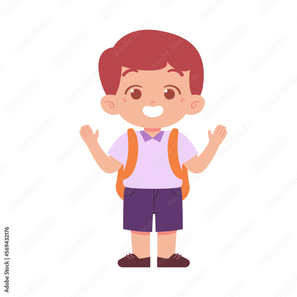 Little Boy character. Elementary School Kids Wearing Uniform Illustration