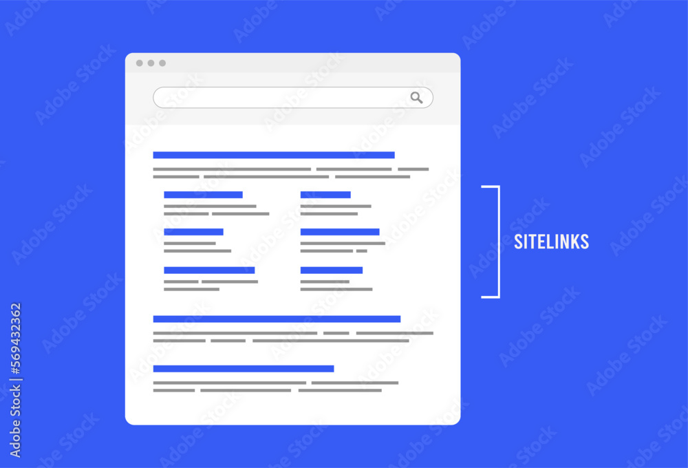 Sitelinks - search engine feature providing quick navigation to specific parts of website. SEO optimizing sitelinks can improve websites ranking on the search engine result page - SERP Sitelinks - search engine feature providing quick navigation to specific parts of website. SEO optimizing sitelinks can improve websites ranking on the search engine result page - SERP