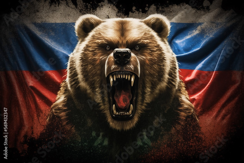Roar of a Russian bear. AI generation