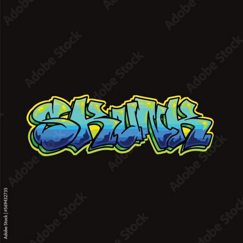 skunk vector graffiti font word street art weed vector tagging