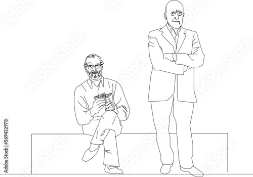 Sketch vector illustration of fashionable old man