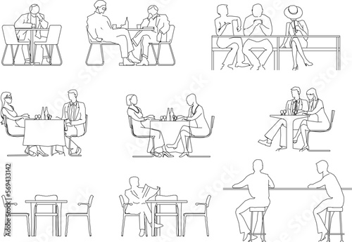 Vector sketch of a sitting silhouette of a person