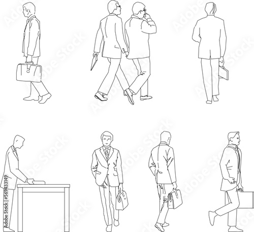 Vector sketch of silhouette illustration of people going to work
