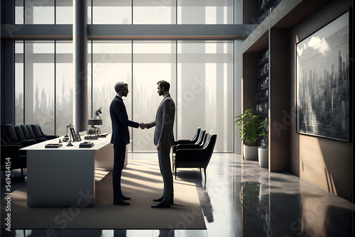 Title: Business Men Handshake of Success, Handshake Agreement between Professionals, Business Group Business Deal, generative ai illustration 4
