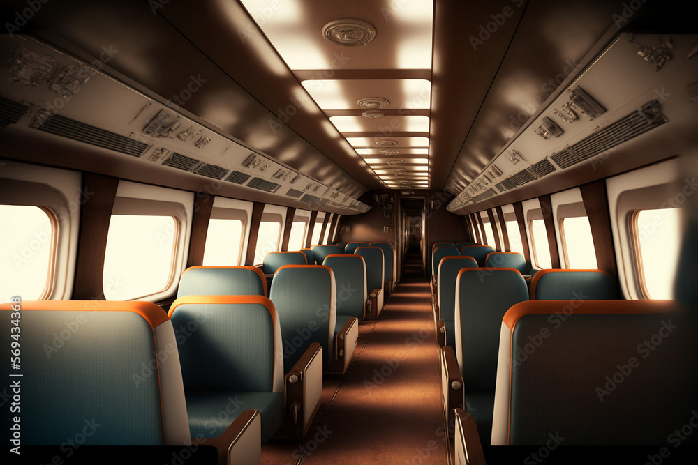 Airplane interior. Generative AI. Airplane interior. Generative AI.