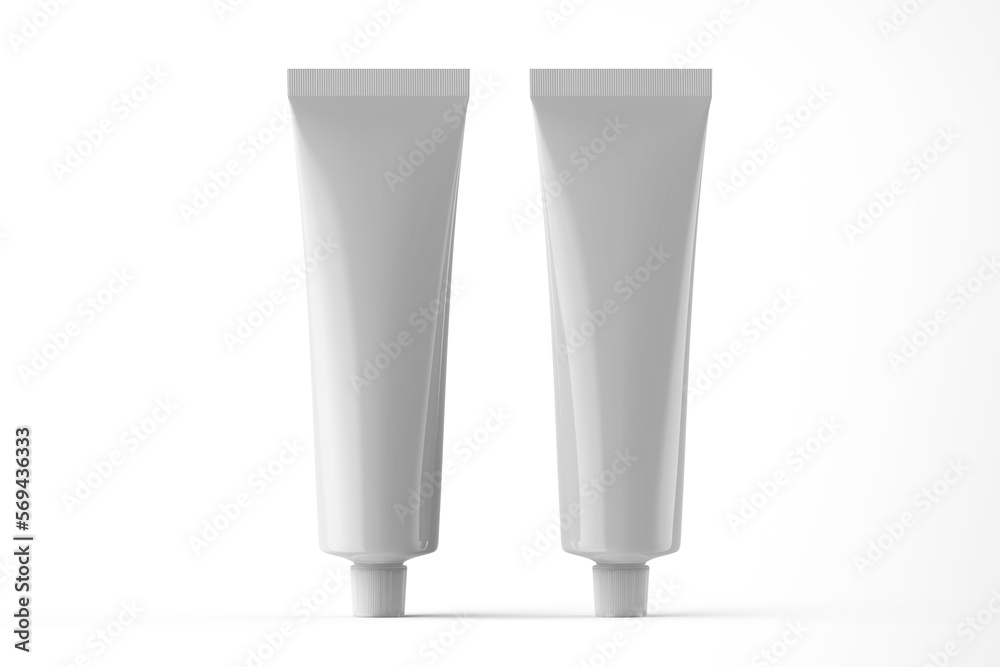 Glossy Plastic Cosmetic Tube Product Packaging Isolated on White  Illustration Stock | Adobe Stock