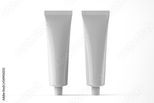 Glossy Plastic Cosmetic Tube Product Packaging Isolated on White