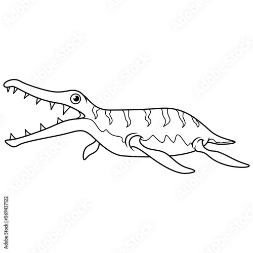 Cartoon dinosaur kronosaurus on white background