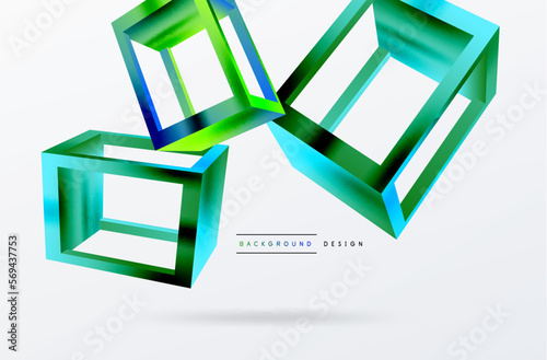 3D cube shapes vector geometric background. Trendy techno business template for wallpaper, banner, background or landing