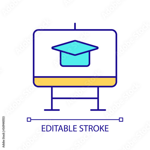 Digital interactive whiteboard RGB color icon. Advanced equipment for classrooms. Improve educational process. Isolated vector illustration. Simple filled line drawing. Editable stroke
