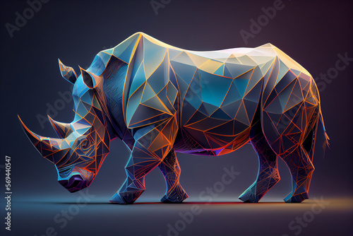 Photo Beautiful abstract geometric rhinoceros concept