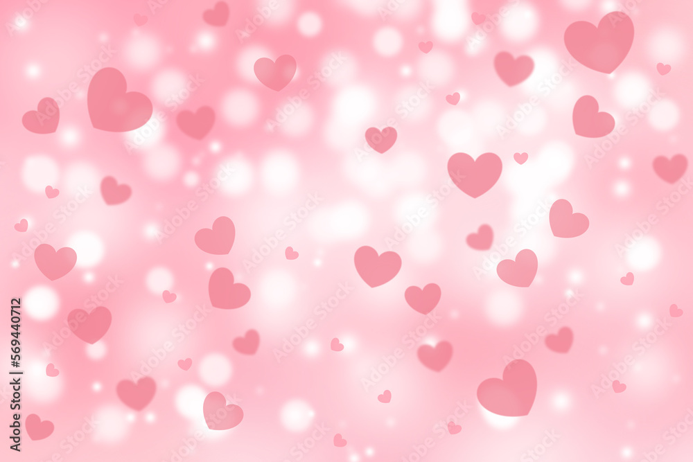heart bokeh on pink background