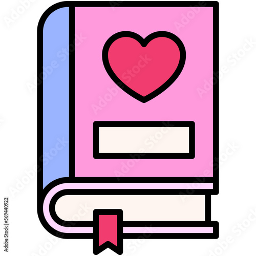Romance book icon, Love and heart vector