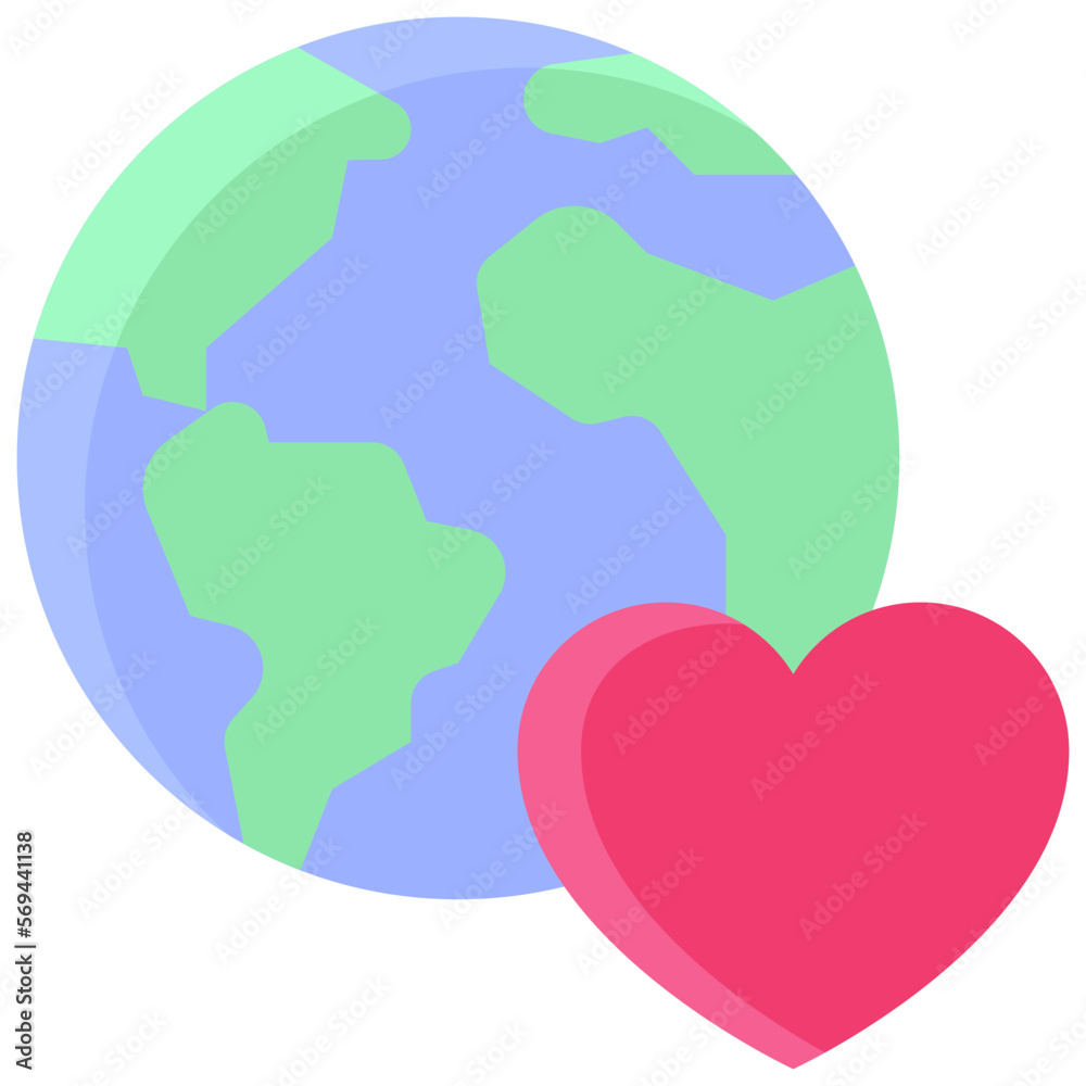 Earth with heart icon, Love and heart vector Earth with heart icon, Love and heart vector
