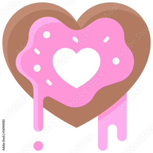 Heart shaped donut icon, Love and heart vector