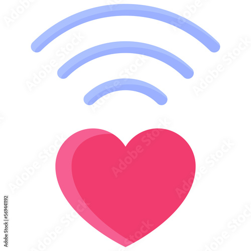 Heart with wifi signal icon, Love and heart vector