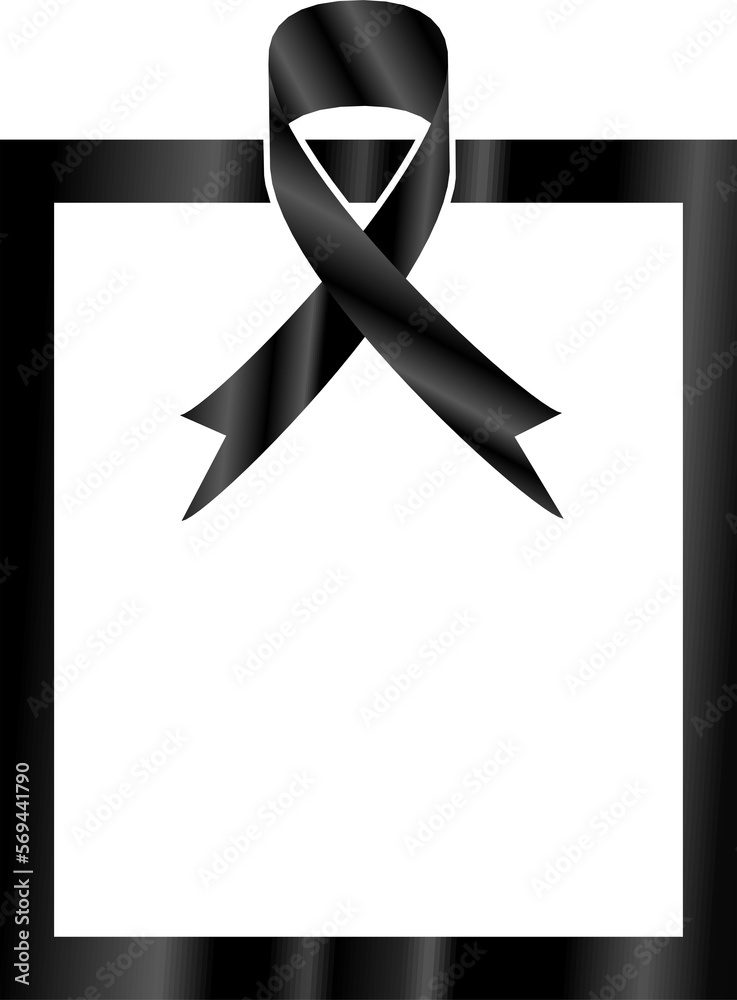 Black ribbon with frame design transparent background