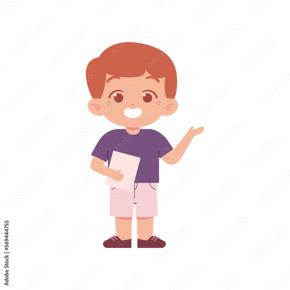 Little Boy character. Elementary School Kids Wearing Uniform Illustration